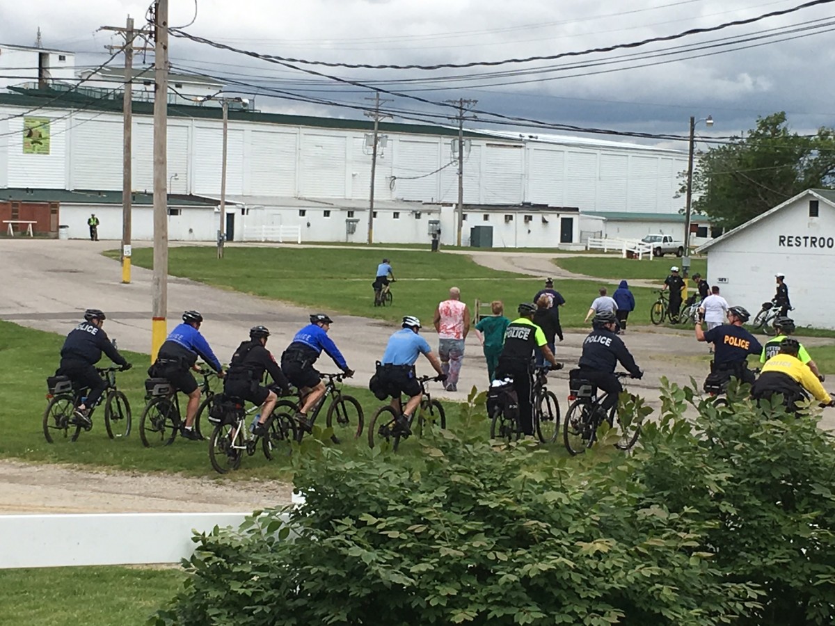 Zombies help police bike officers train for unruly street crowds