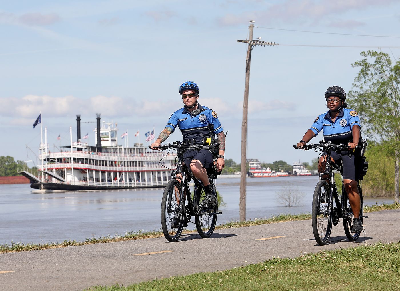 Riding on bikes with cops