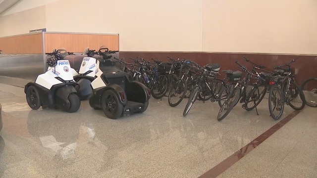 Man tries to make off with police bike at airport