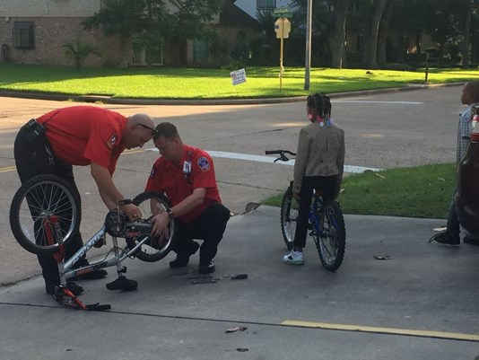 Kind moment: Cypress Creek EMS medics help fix boy’s bike