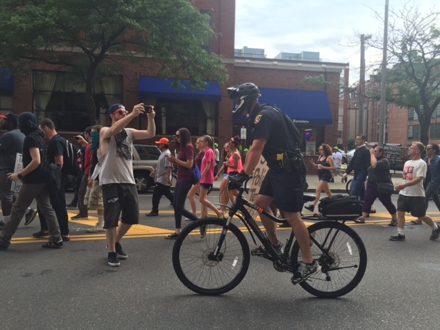 Cleveland Police use bike cops to patrol protesters marching in city streets