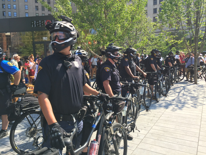 Steinberg: Cops on bikes wall off risk of chaos at GOP convention