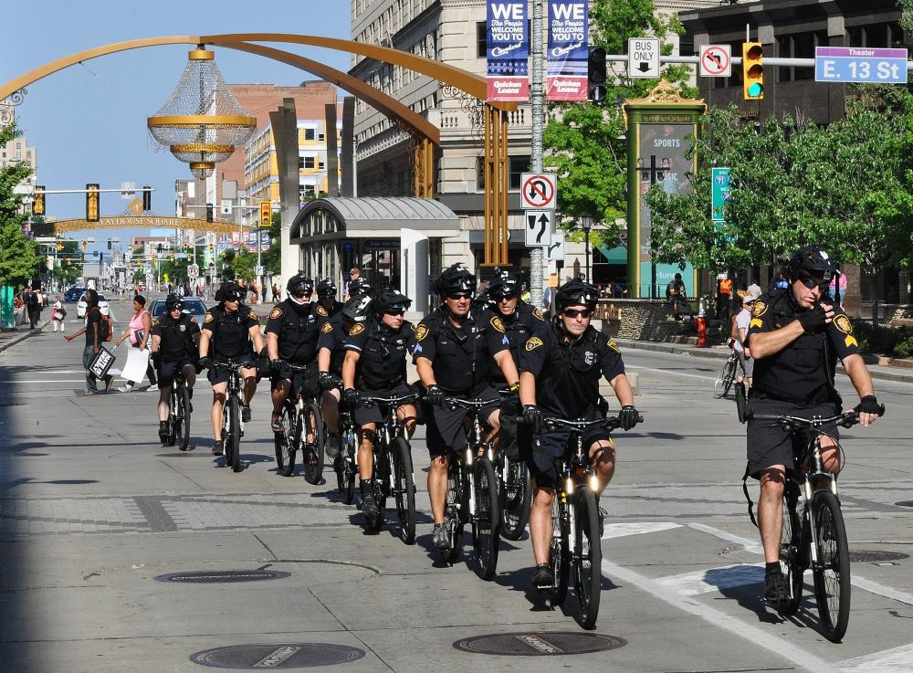 Cleveland Police Bicycle Unit Getting a Workout at the RNC