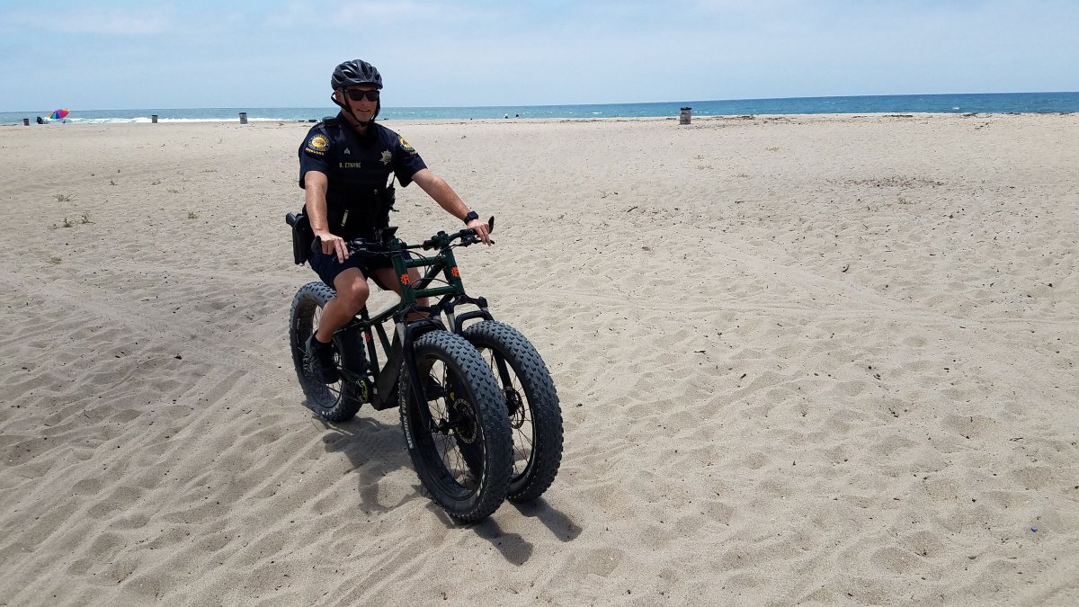 Three-Wheeled Electric Bikes Patrol California Beaches