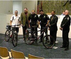 City council candidate Vitiello donates 2 bicycles to police