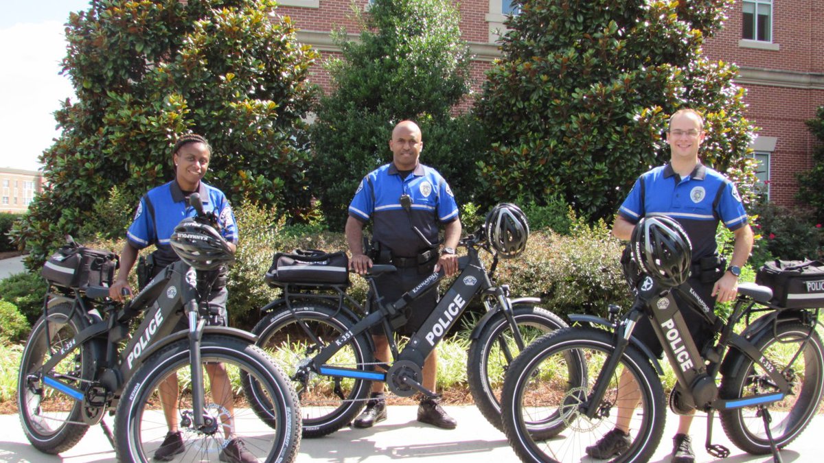 Kannapolis Police officers using electric bicycles while on patrol